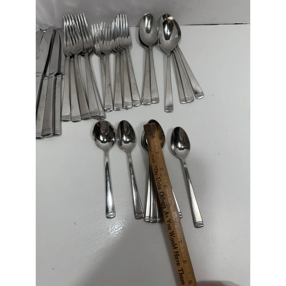 Gorham Studio 18/10 Stainless Flatware Set 36 Pc Knives Forks Spoons service / 7